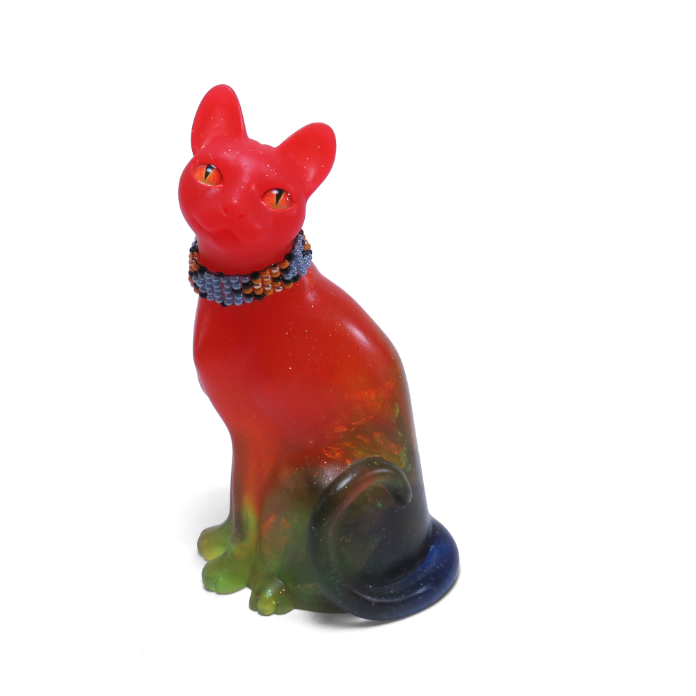 "Prismatic"—handmade resin cat figurine