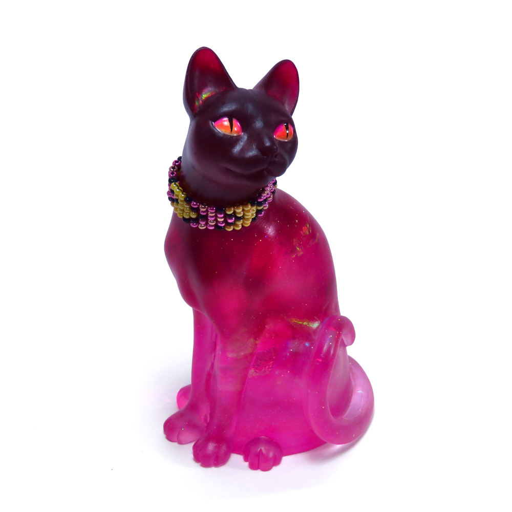"Rosefire"—a handmade resin cat figurine