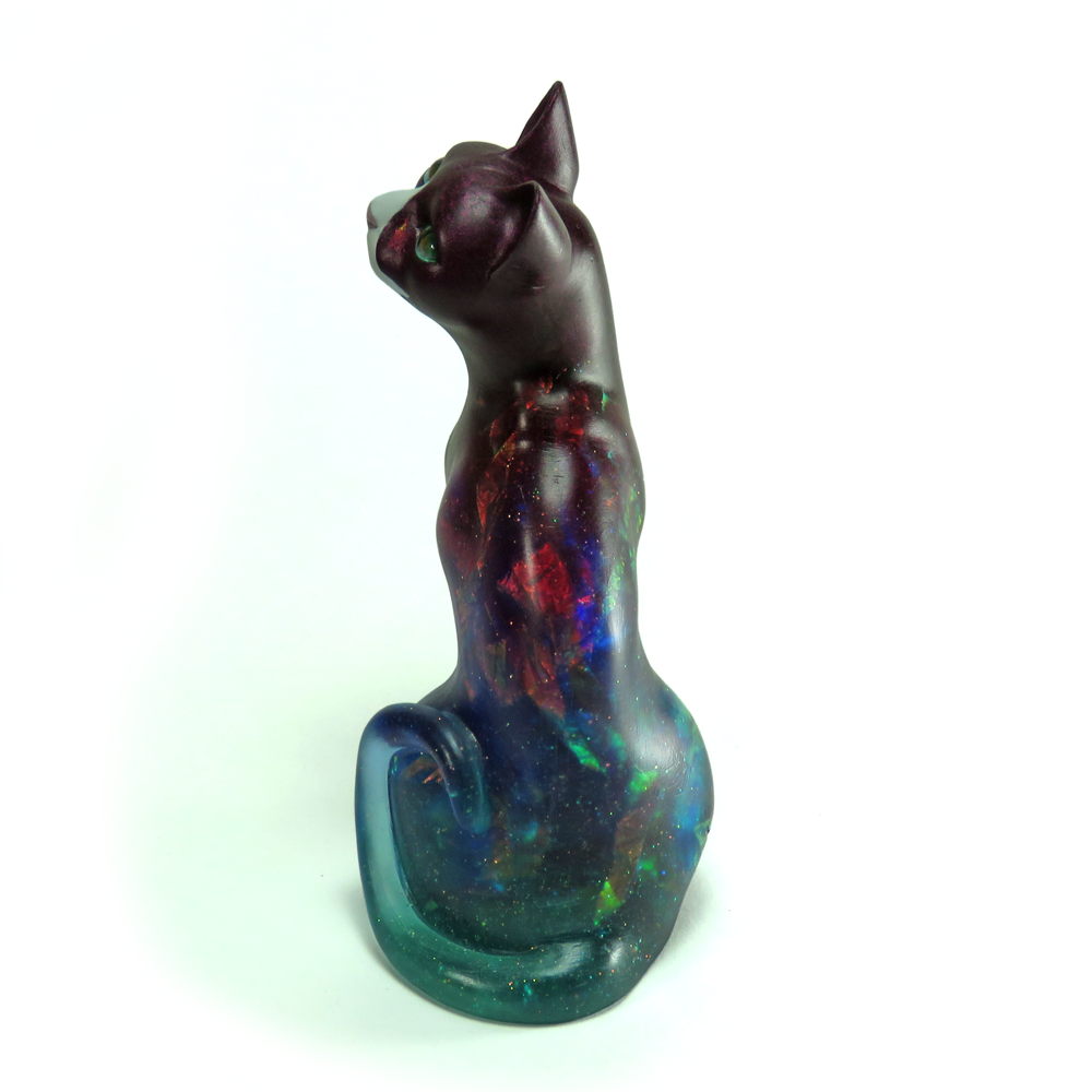 "Galactic Dreamer"—handmade OOAK resin cat figurine