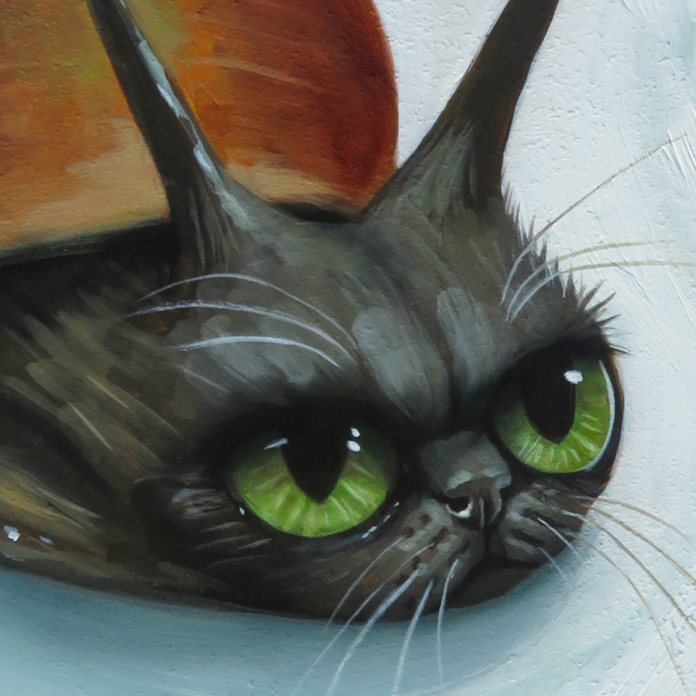 "Gary"—original 11"x14" acrylic painting of a snail cat.