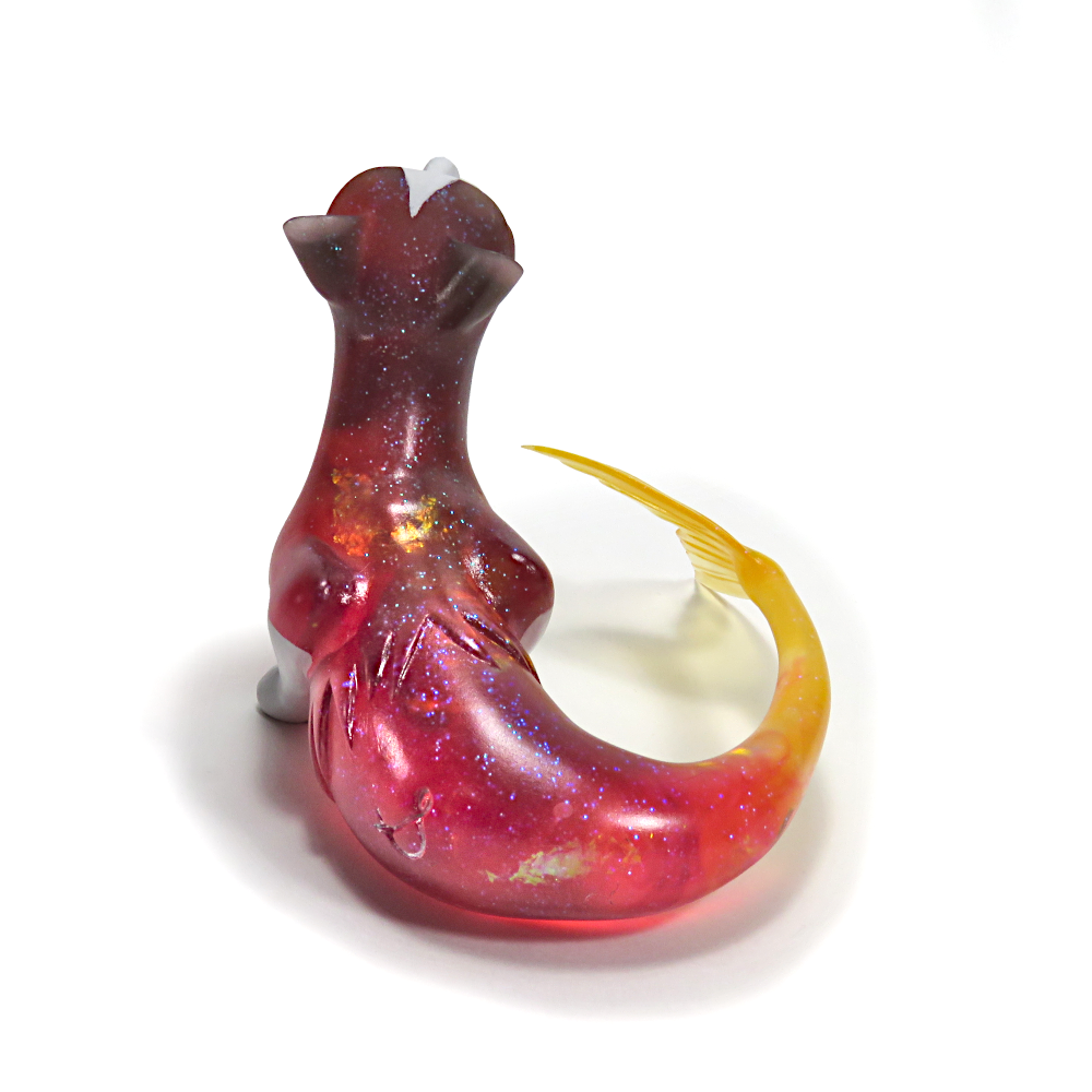 "Red Purrmaid"—handmade resin mermaid cat figurine
