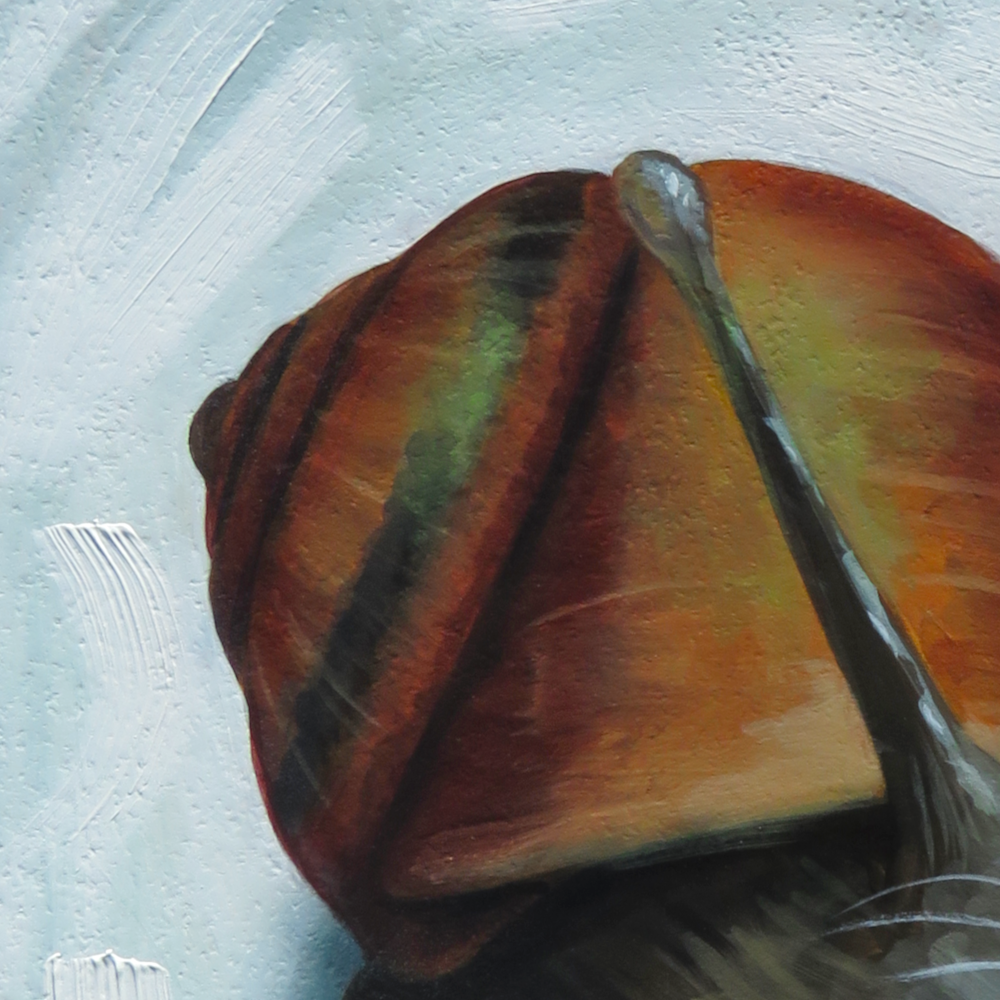 "Gary"—original 11"x14" acrylic painting of a snail cat.
