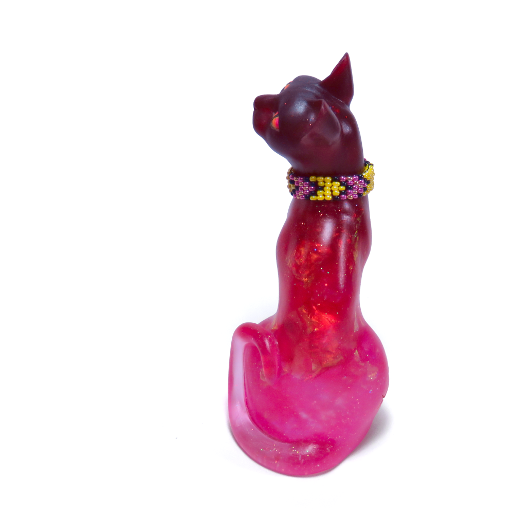 "Rosefire"—a handmade resin cat figurine