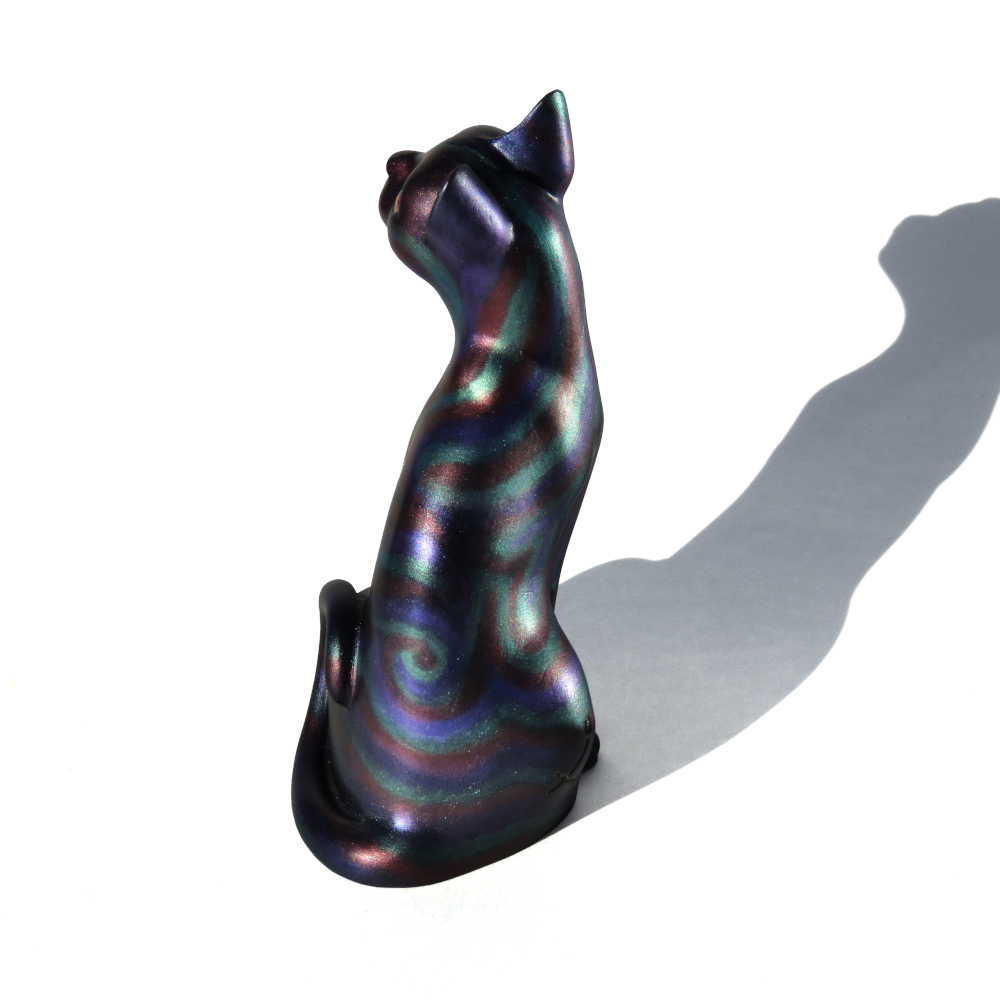 Oilslick Resin Cat Figurine