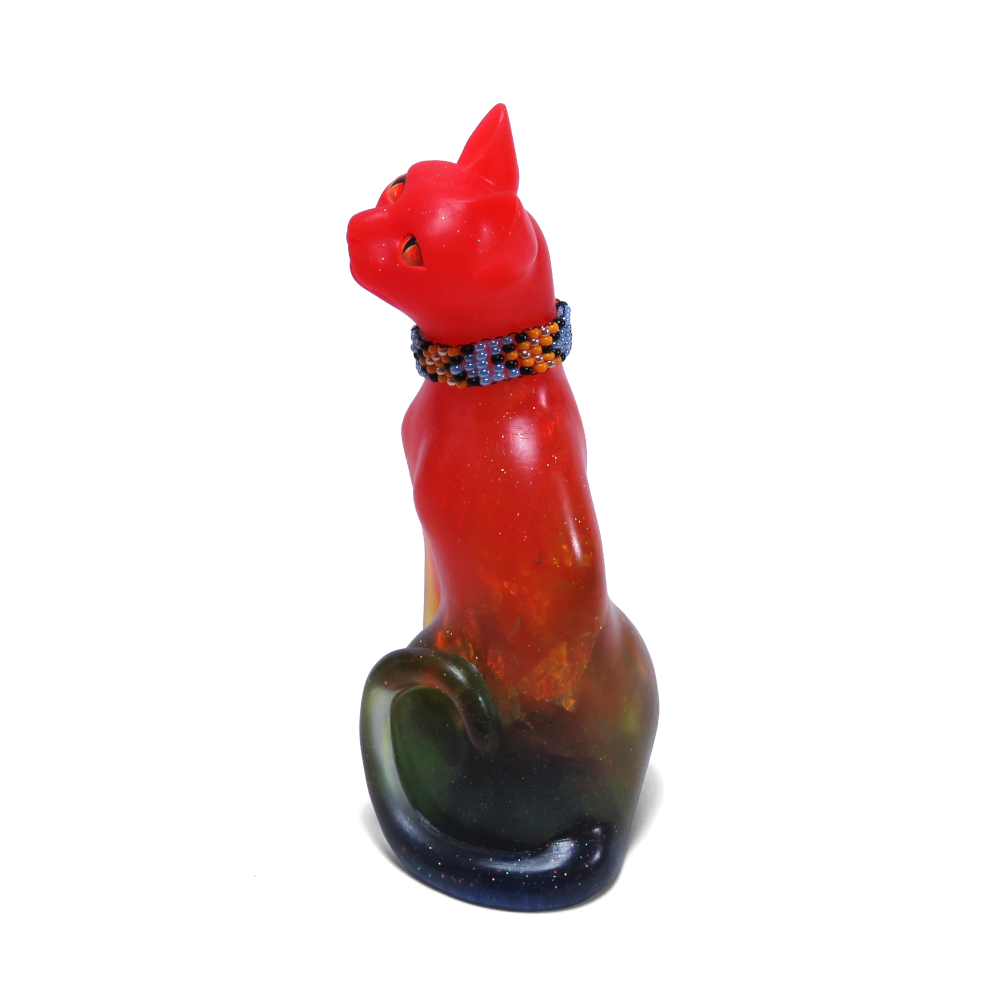 "Prismatic"—handmade resin cat figurine