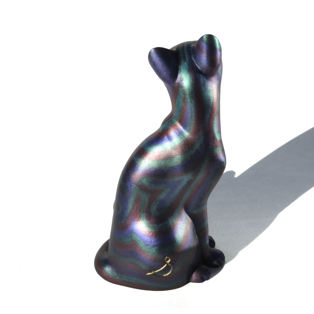 Oilslick Resin Cat Figurine