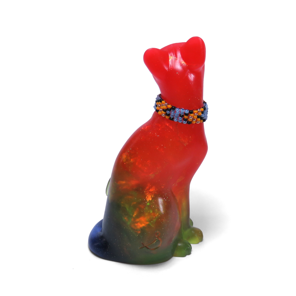 "Prismatic"—handmade resin cat figurine