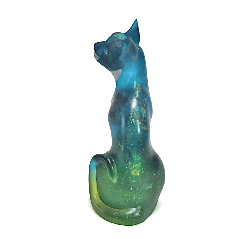 "Mustache Moon"—handmade resin cat figurine