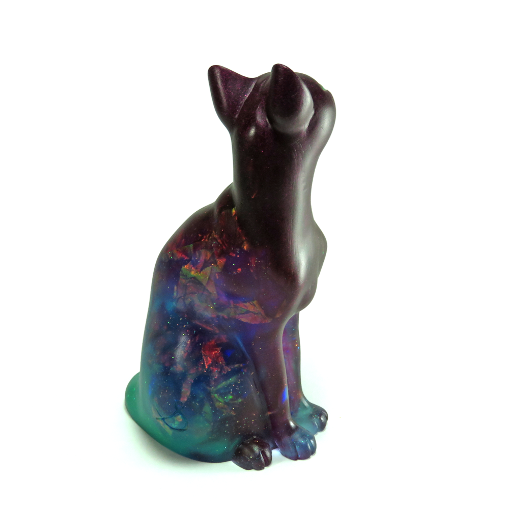 "Galactic Dreamer"—handmade OOAK resin cat figurine