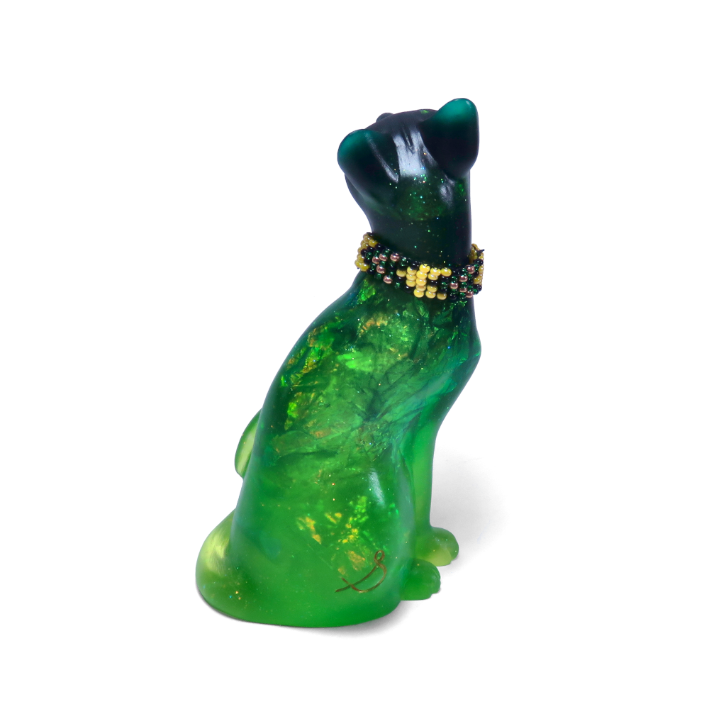 "Viridian"—handmade resin cat figurine
