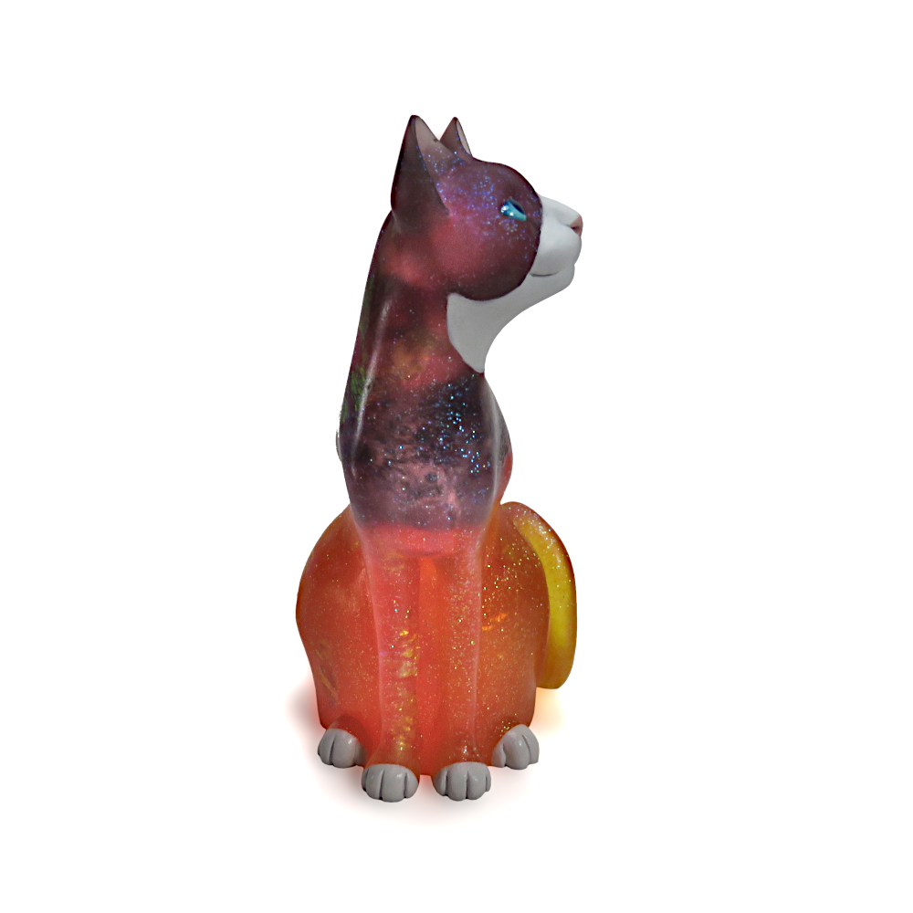 "Chaotic Orange Moon"—handmade resin cat figurine