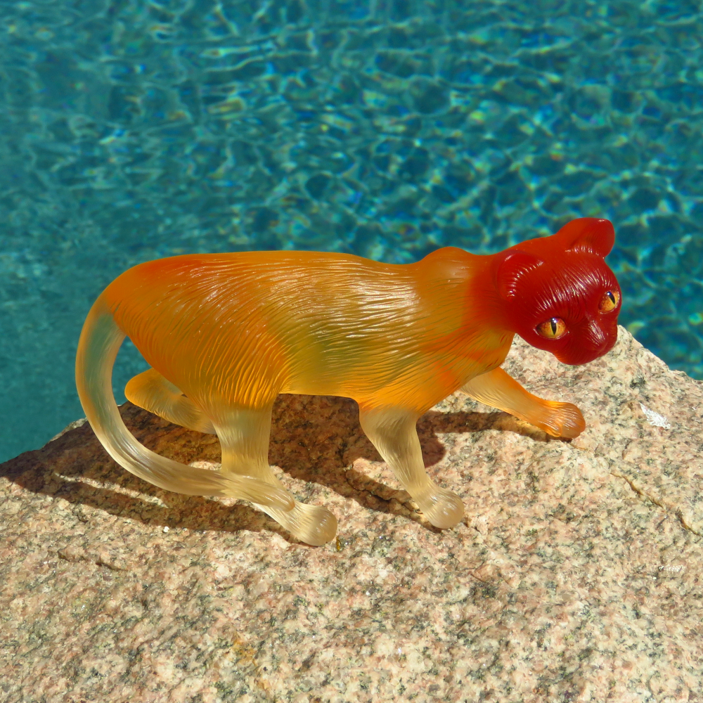 "Atomic Fire"—a handmade resin cat figurine