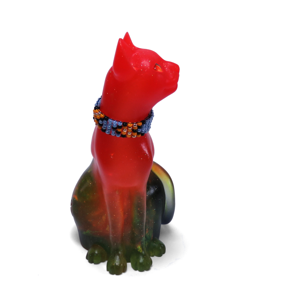 "Prismatic"—handmade resin cat figurine