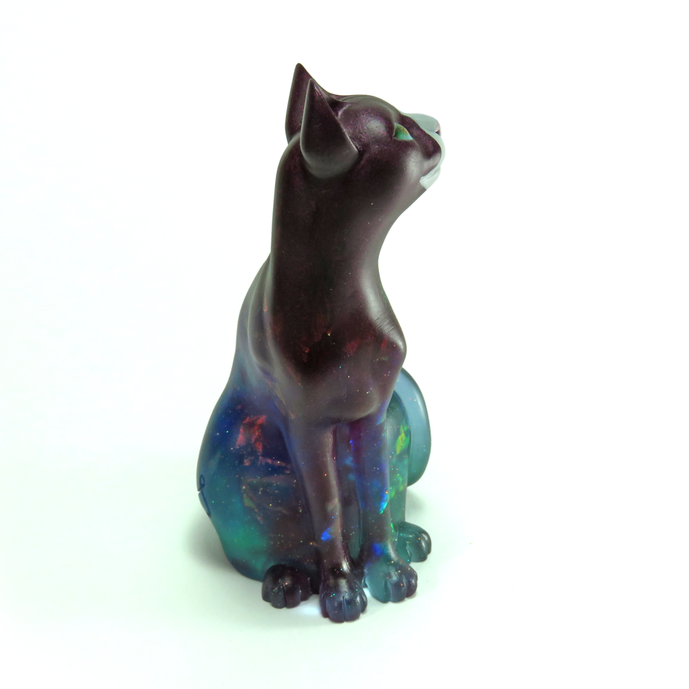 "Galactic Dreamer"—handmade OOAK resin cat figurine