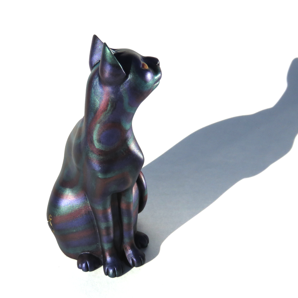 Oilslick Resin Cat Figurine