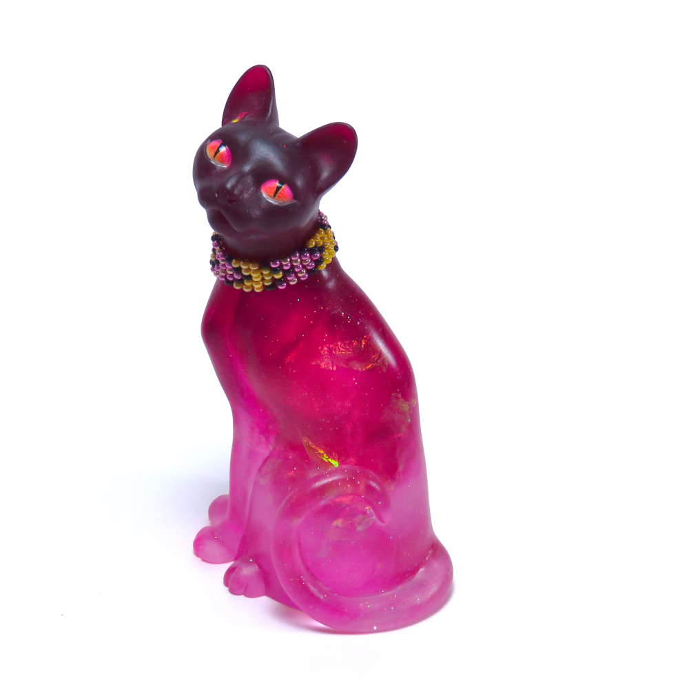 "Rosefire"—a handmade resin cat figurine