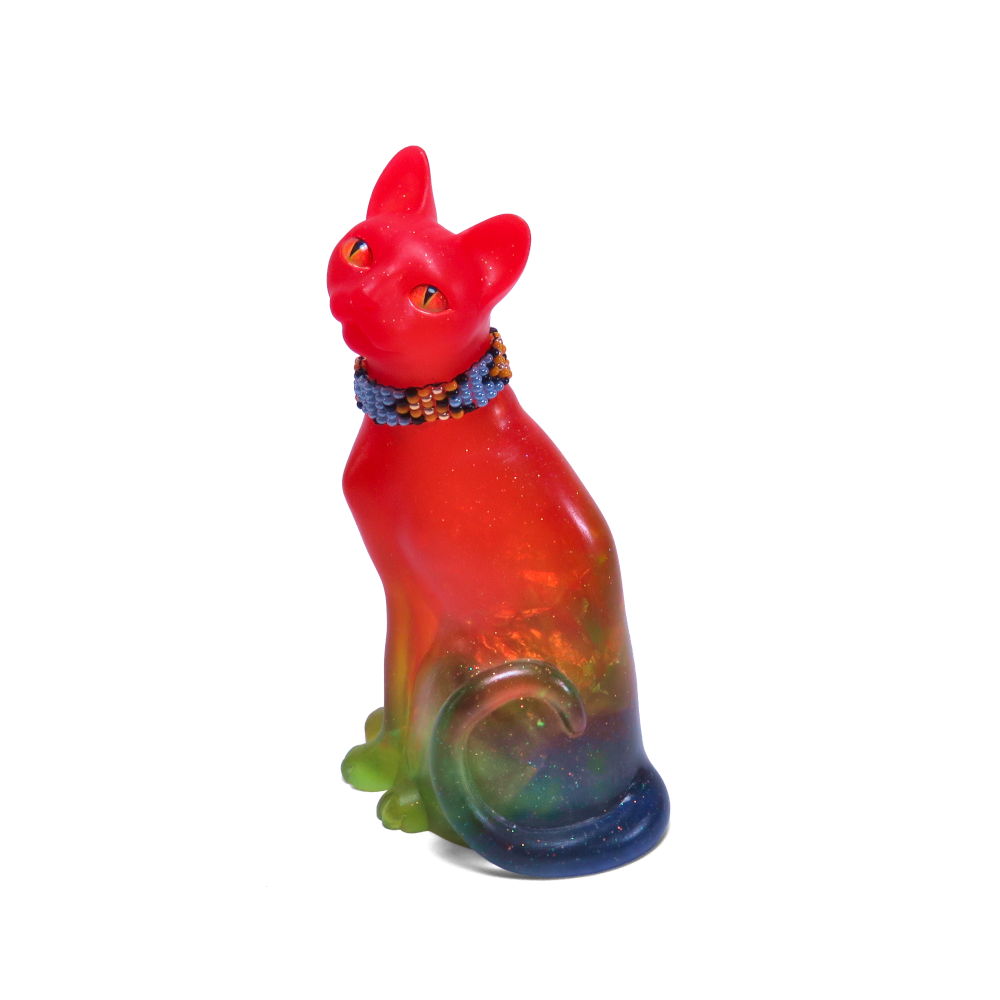 "Prismatic"—handmade resin cat figurine