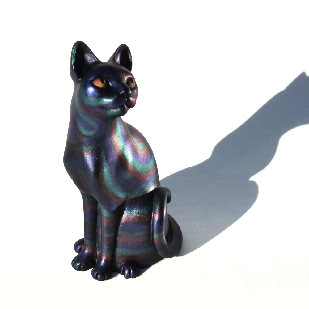 Oilslick Resin Cat Figurine