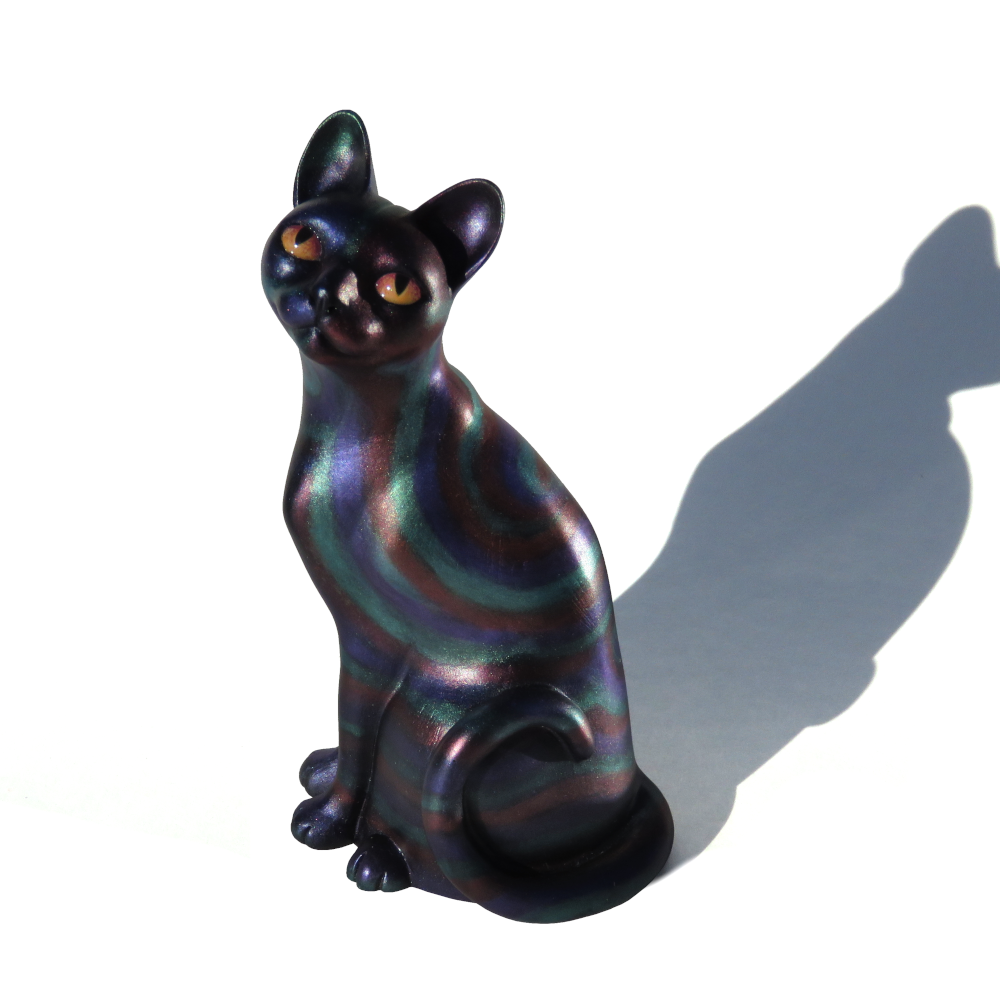 Oilslick Resin Cat Figurine