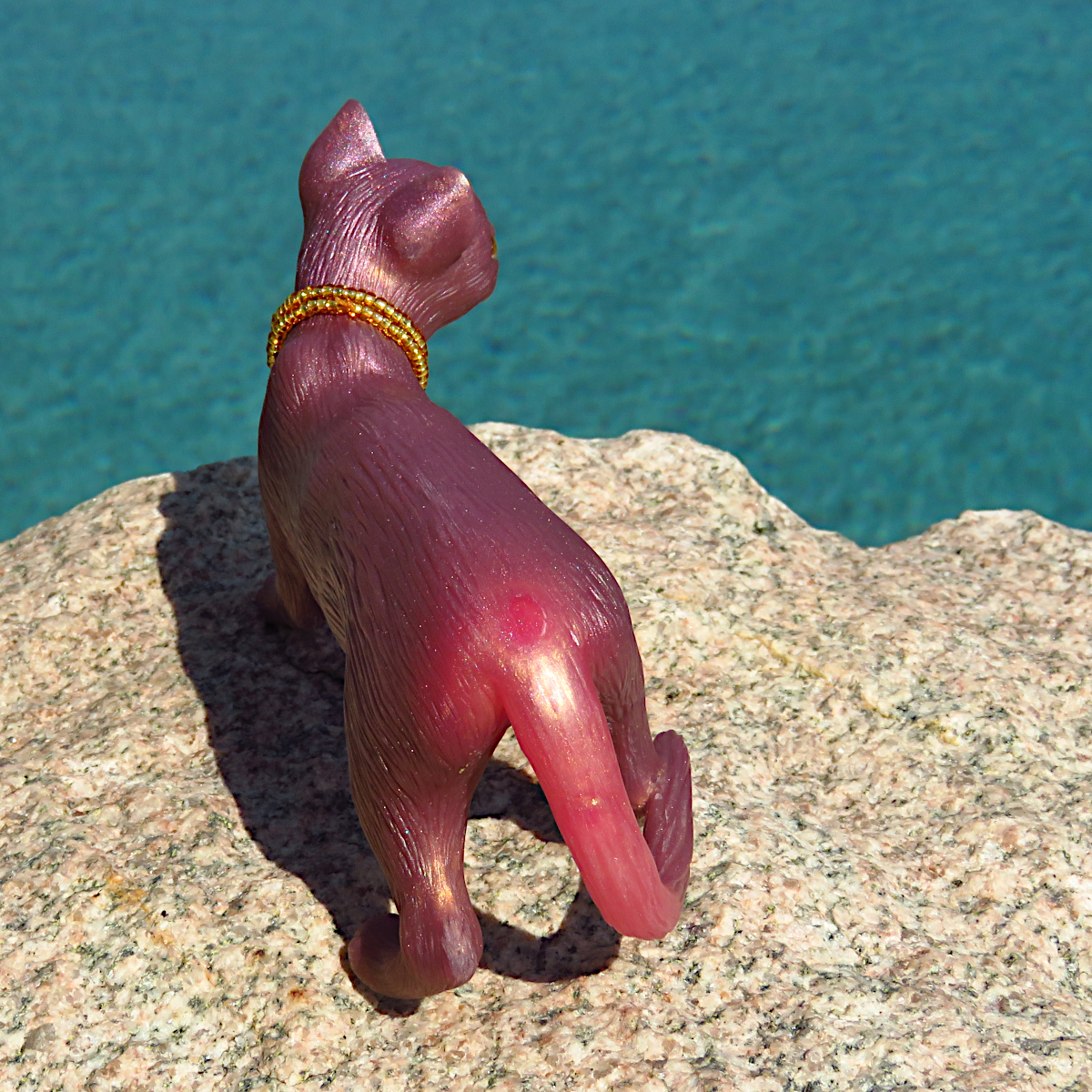 "Rose Gold Beauty"—a handmade resin cat figurine
