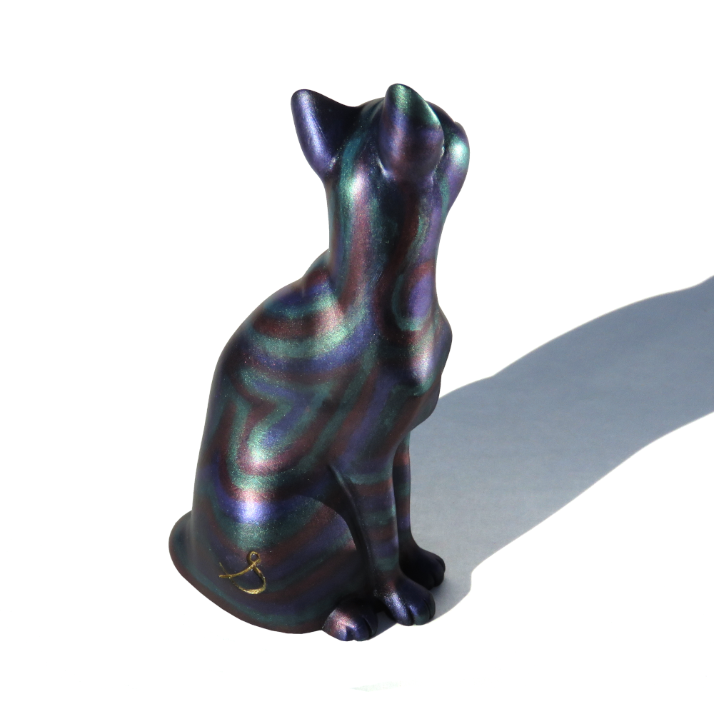 Oilslick Resin Cat Figurine