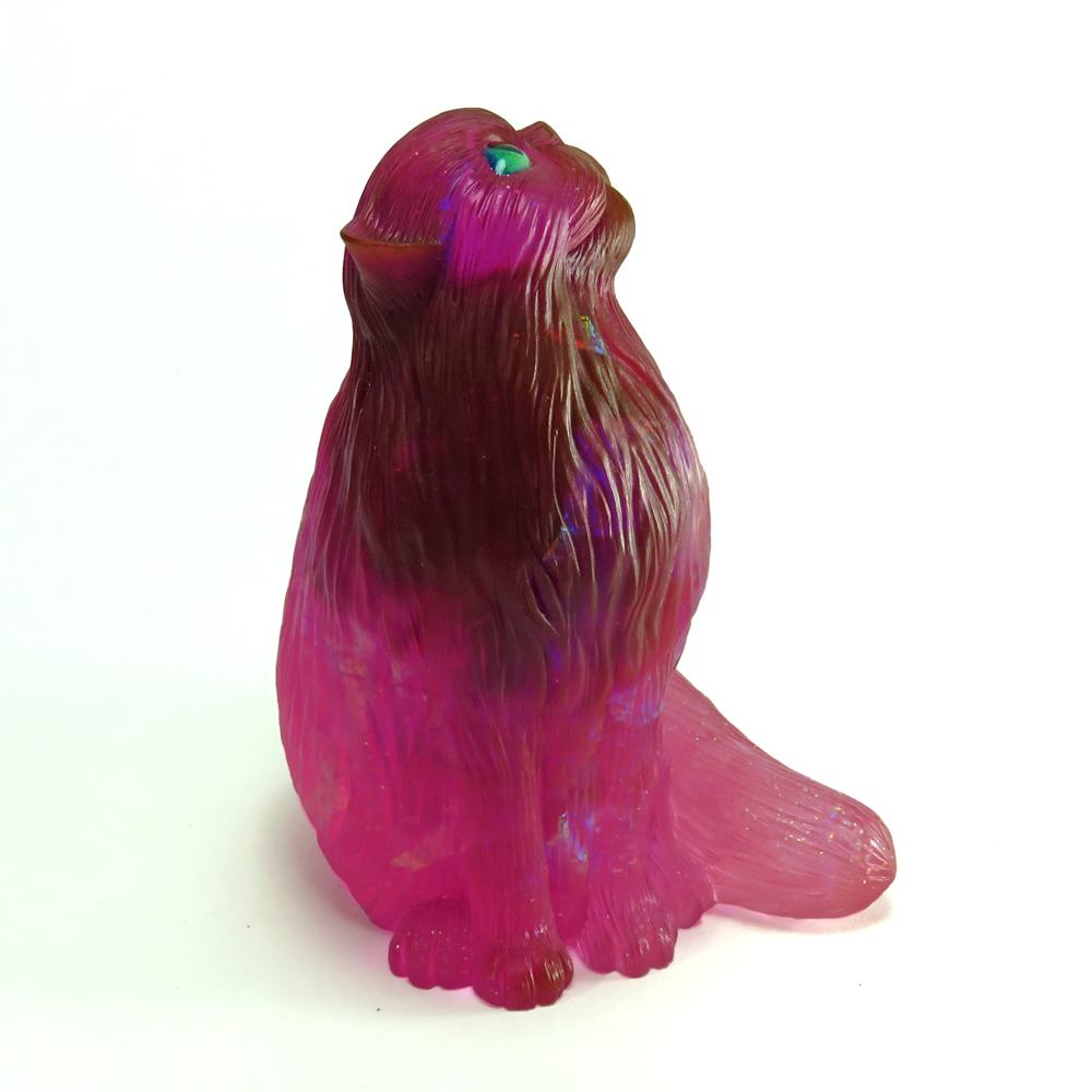 Handmade Opaline Pink Persian Cat Figurine
