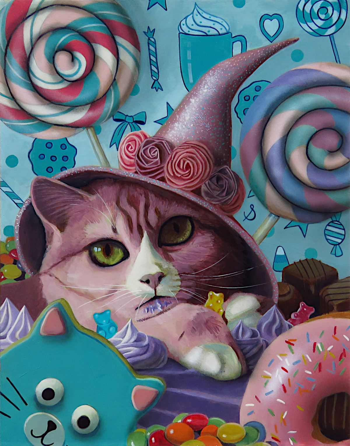 "Sugar Witch"—11"x14" acrylic painting on MDF panel