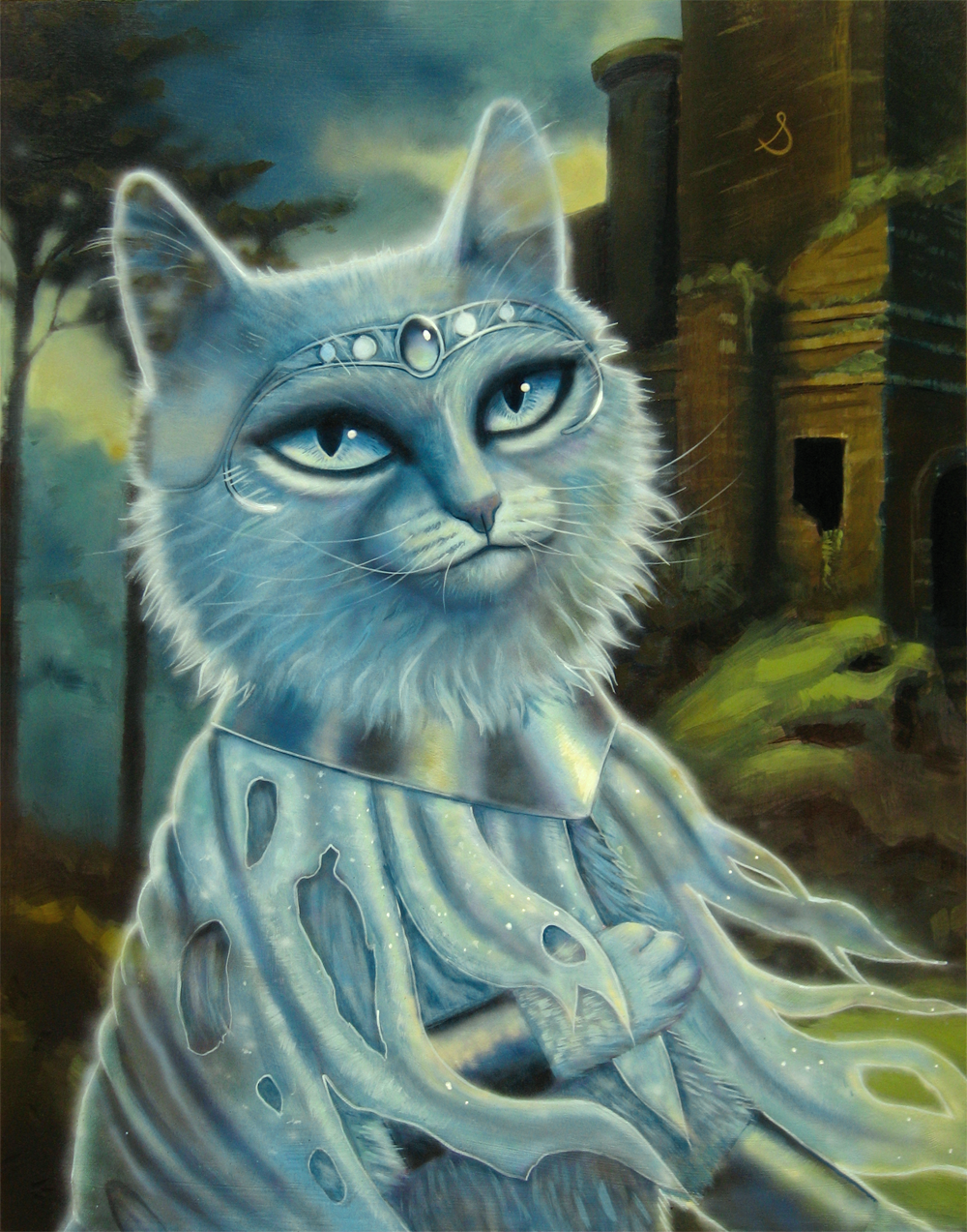 "The Ghost Princess" Original 11"x14" Acrylic Cat Painting