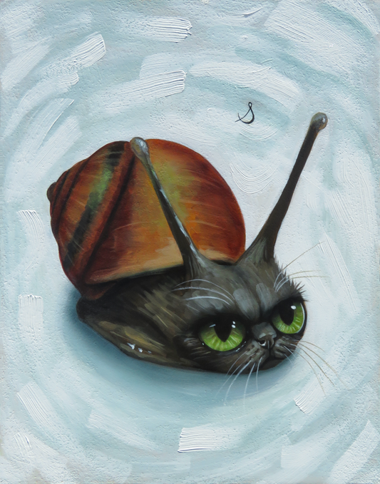"Gary"—original 11"x14" acrylic painting of a snail cat.