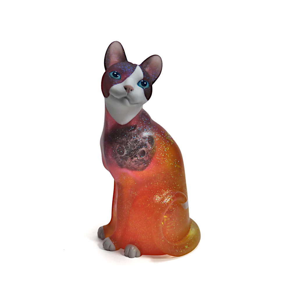 "Chaotic Orange Moon"—handmade resin cat figurine