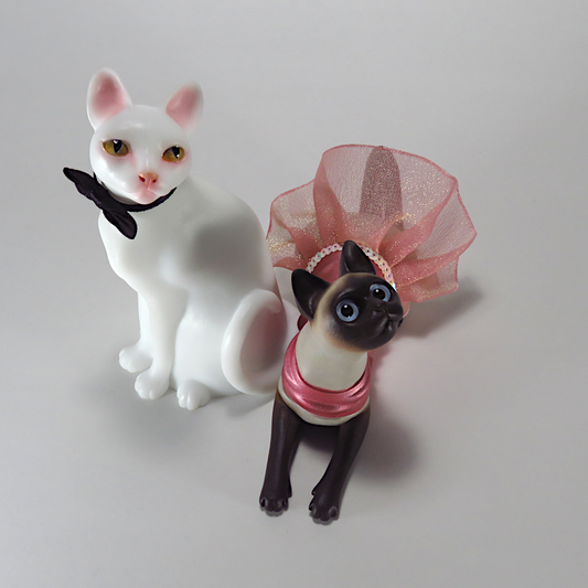"Midnight Waltz"—handmade resin cat figurines