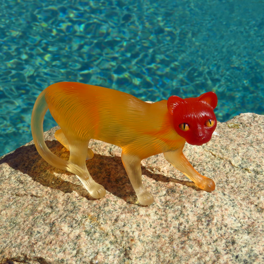 "Atomic Fire"—a handmade resin cat figurine
