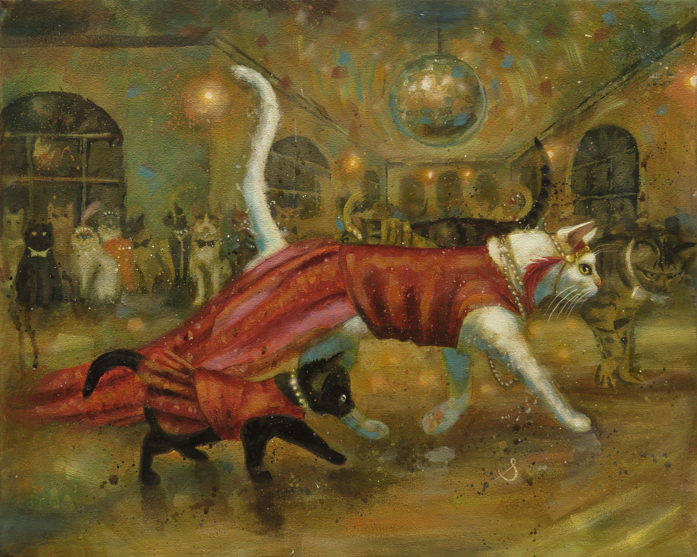 "The Debut"—20"x16" acrylic cat painting on wrapped canvas