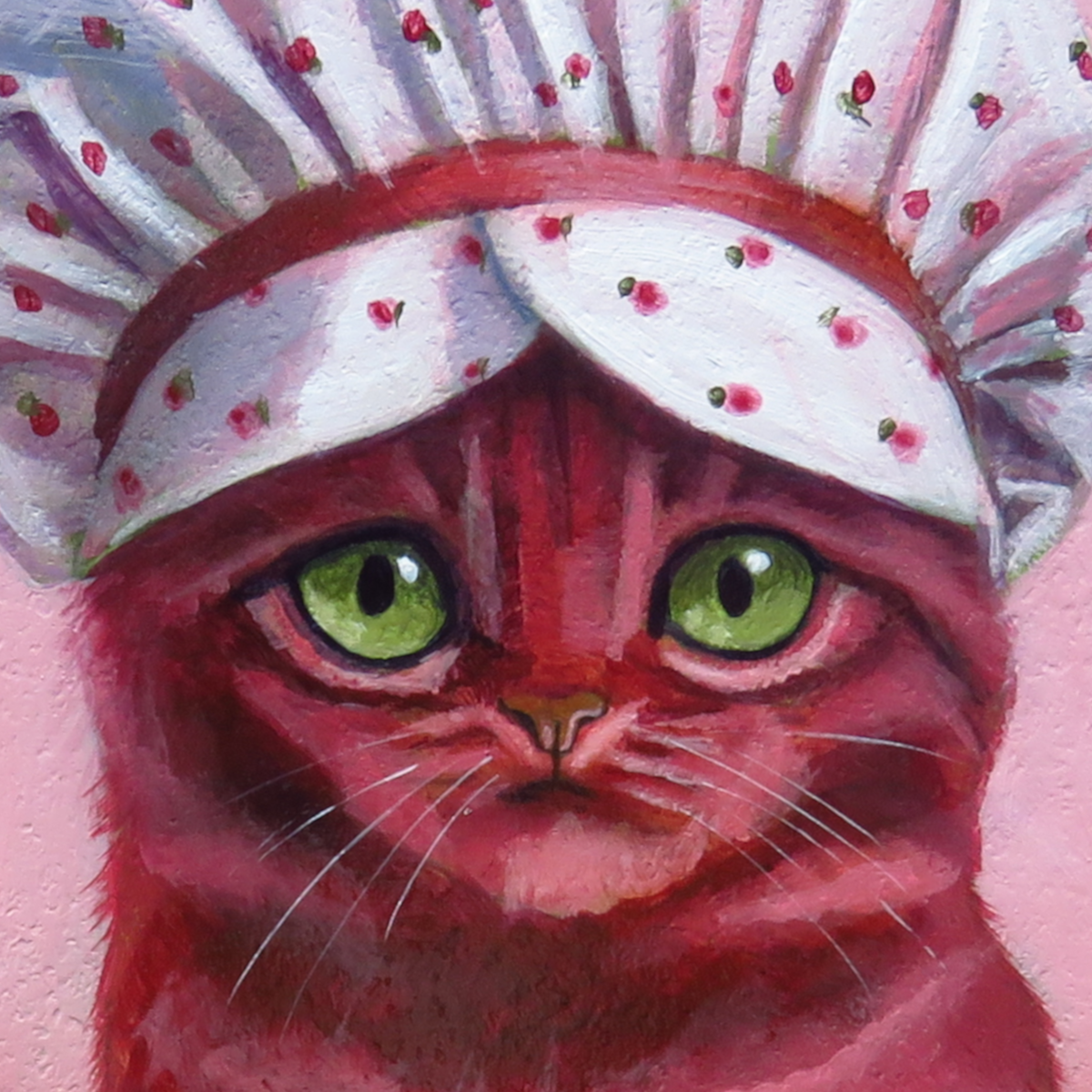"Strawberry Shortcat"—8"x11" acrylic painting on panel