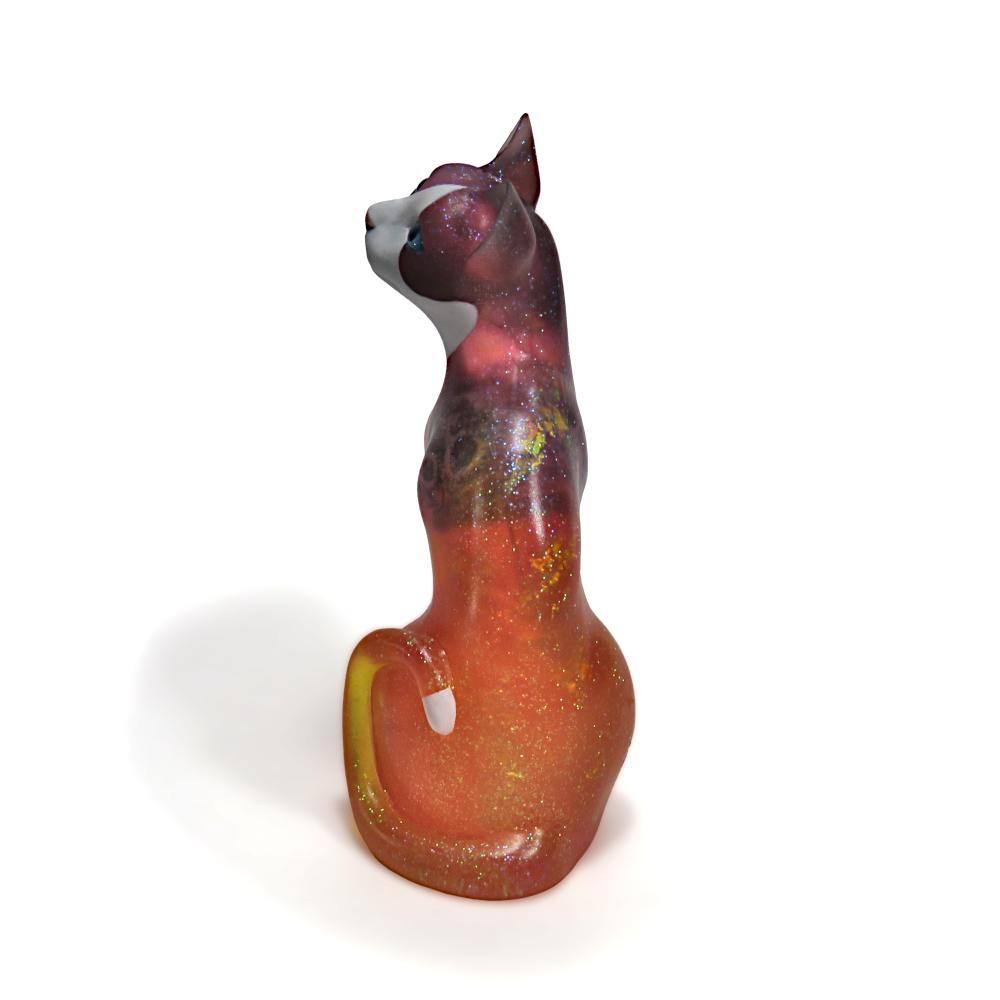 "Chaotic Orange Moon"—handmade resin cat figurine