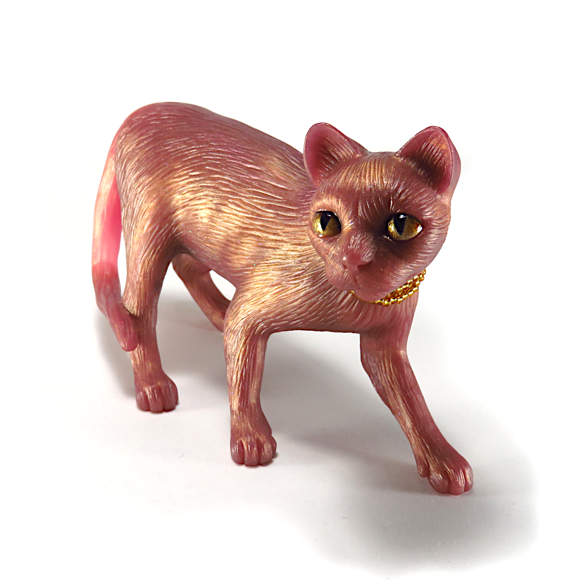 "Rose Gold Beauty"—a handmade resin cat figurine