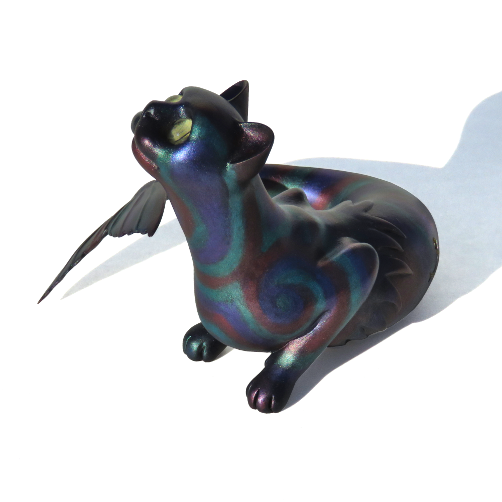 Oilslick Resin Mermaid Cat Figurine