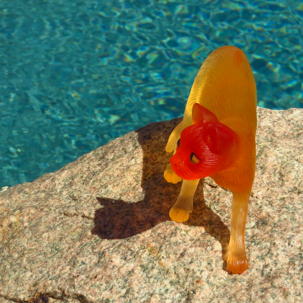 "Atomic Fire"—a handmade resin cat figurine