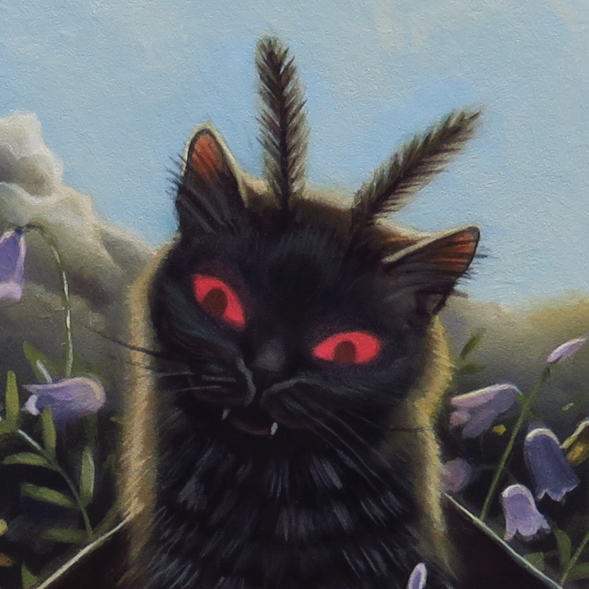 "Mothcat"—11"x14" acrylic painting on panel