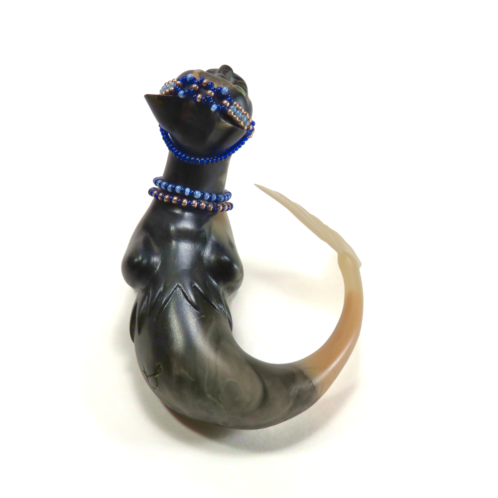 "Tortie Purrmaid"—handmade resin mermaid cat figurine