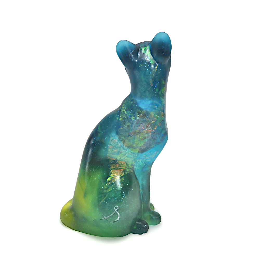 "Mustache Moon"—handmade resin cat figurine