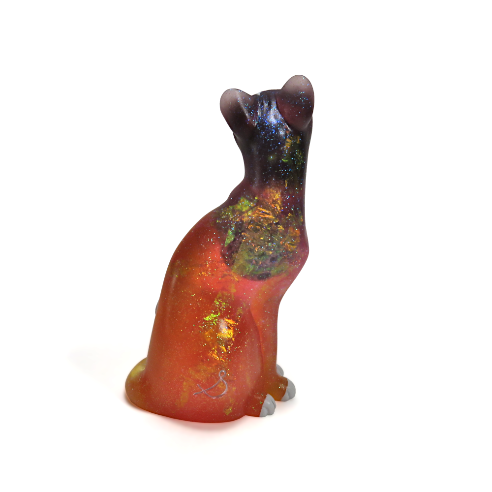 "Chaotic Orange Moon"—handmade resin cat figurine