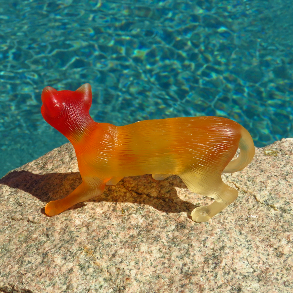 "Atomic Fire"—a handmade resin cat figurine