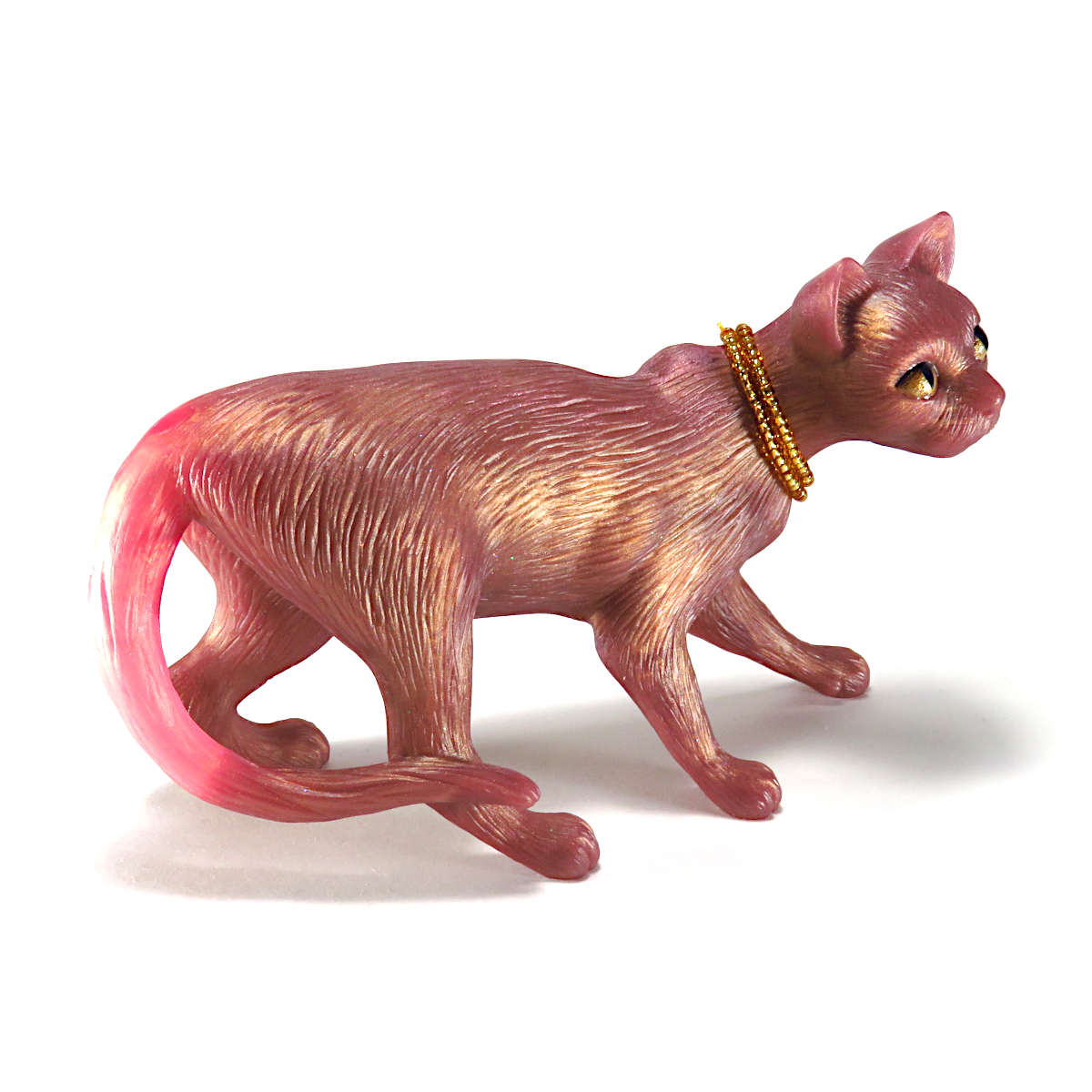 "Rose Gold Beauty"—a handmade resin cat figurine