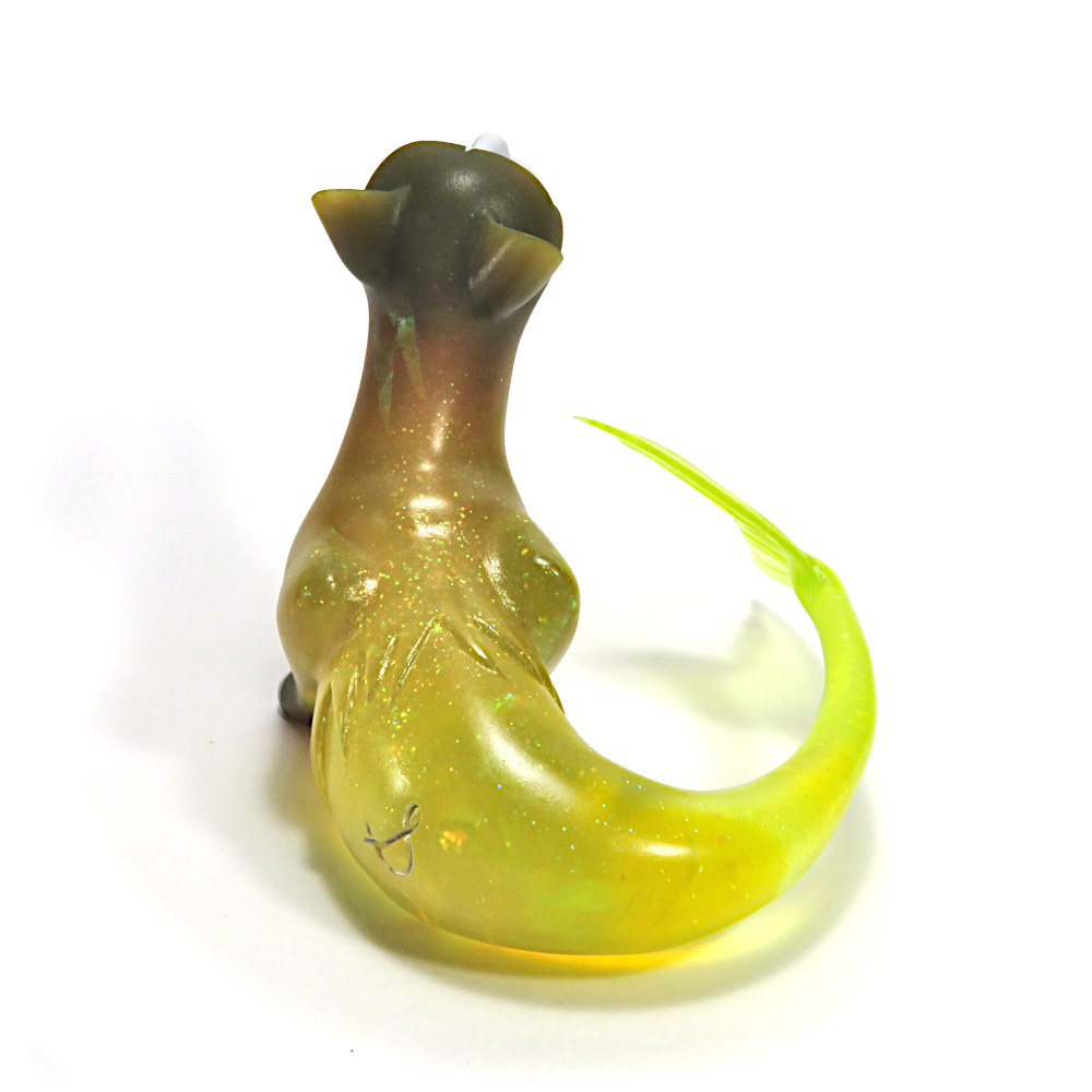"Yellow Purrmaid"—handmade resin mermaid cat figurine