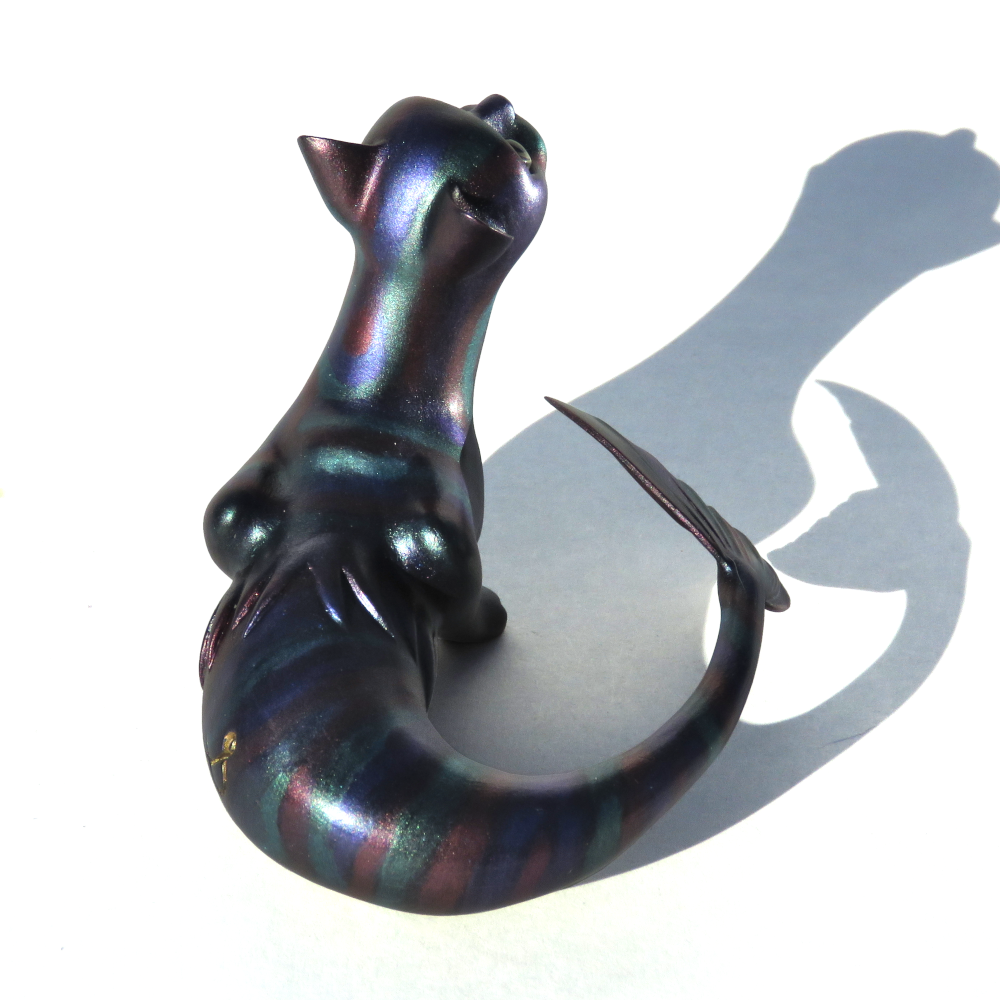 Oilslick Resin Mermaid Cat Figurine