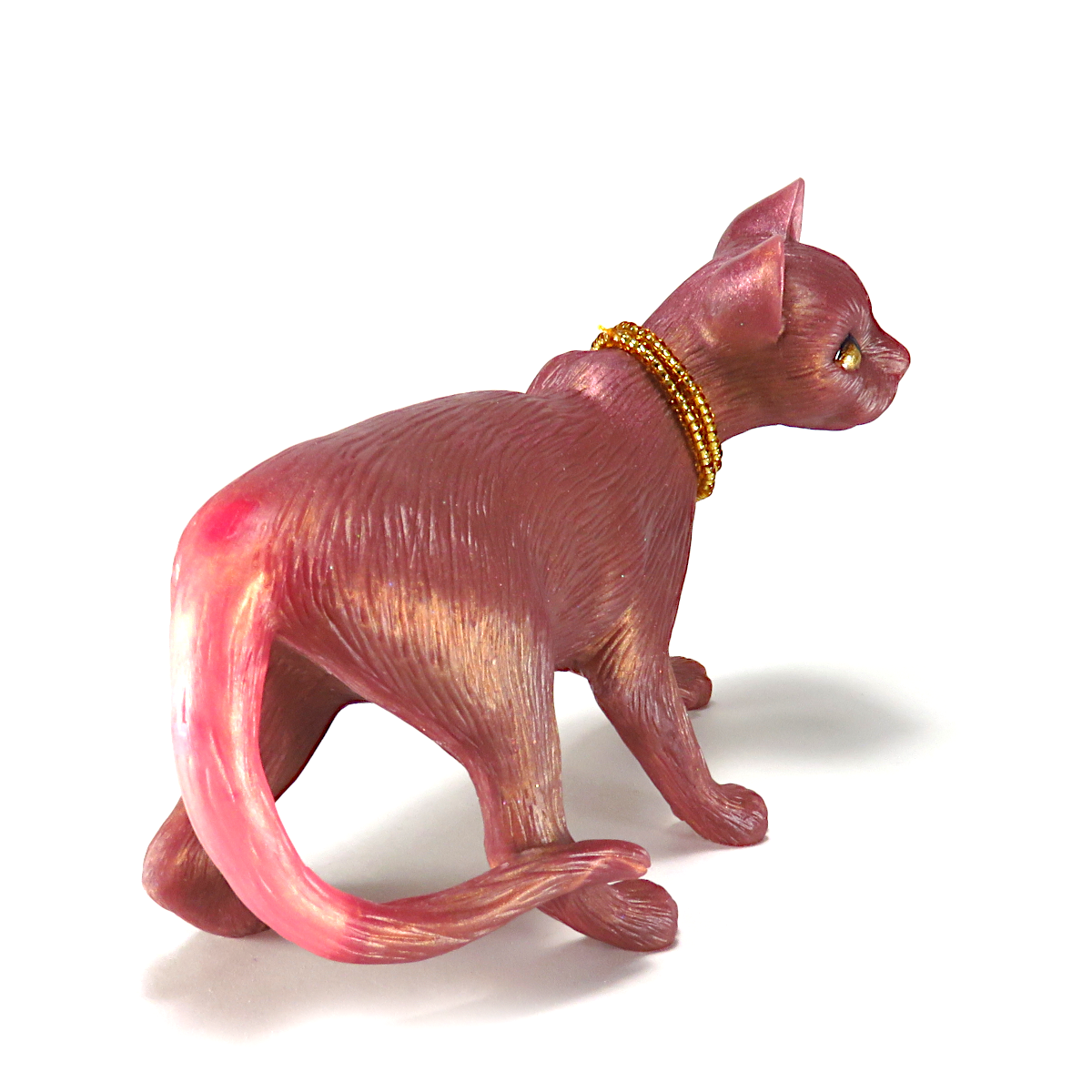 "Rose Gold Beauty"—a handmade resin cat figurine