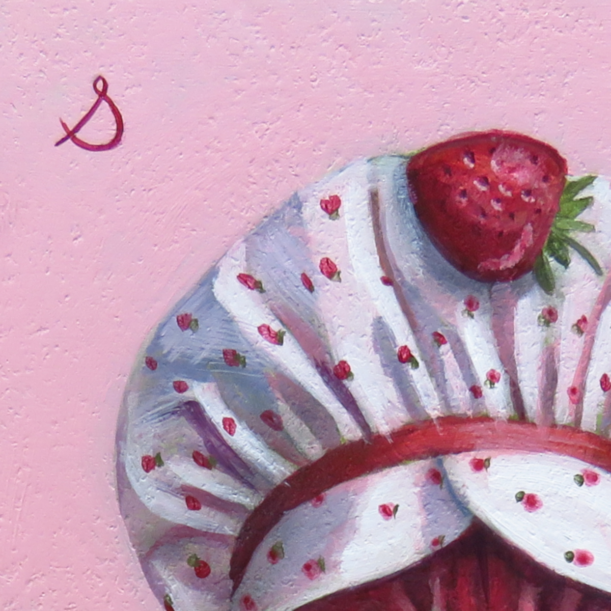 "Strawberry Shortcat"—8"x11" acrylic painting on panel