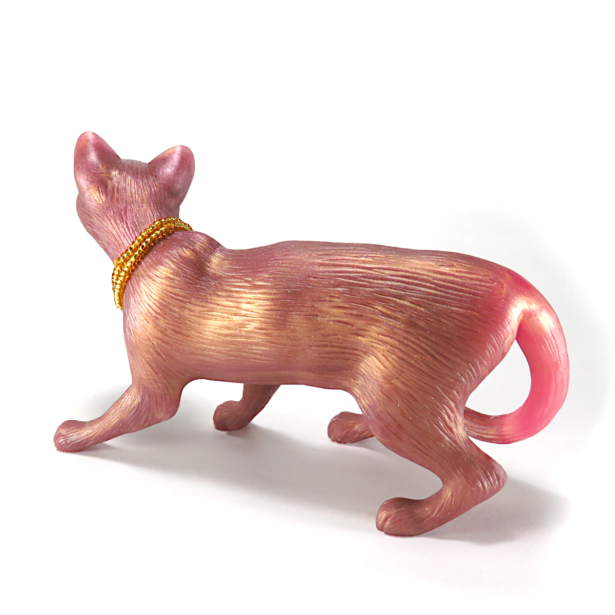 "Rose Gold Beauty"—a handmade resin cat figurine