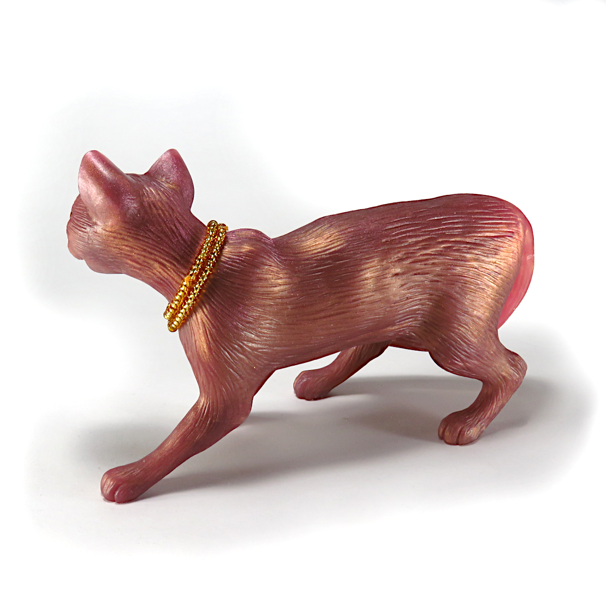 "Rose Gold Beauty"—a handmade resin cat figurine